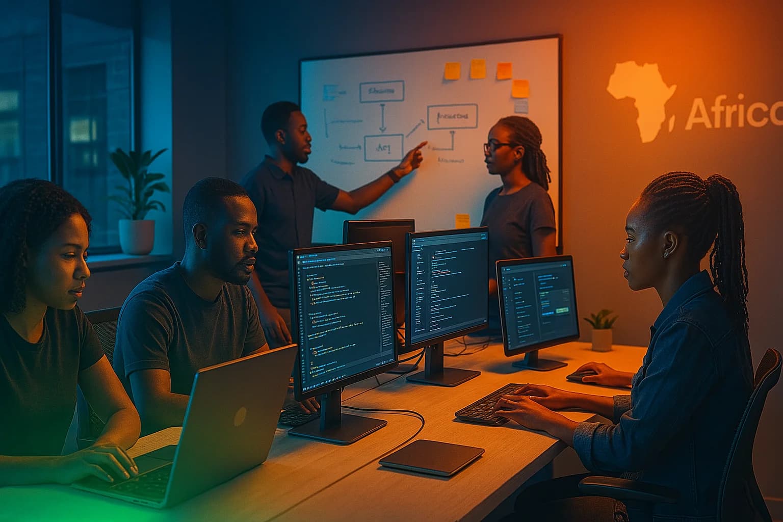L'équipe Africodlab en session de travail à Abomey-Calavi